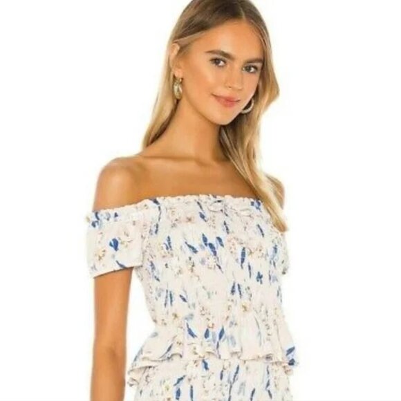 NWT BCBGENERATION BCBG Floral Smocked Off the Shoulder Top Size: Small - Picture 2 of 9
